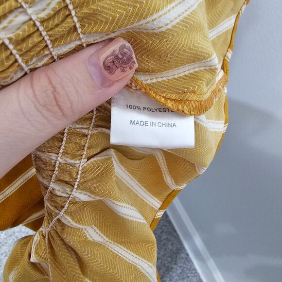 Rebdolls See It All Vertical Striped Smocked Mini Dress Mustard Size 5X - Picture 4 of 9